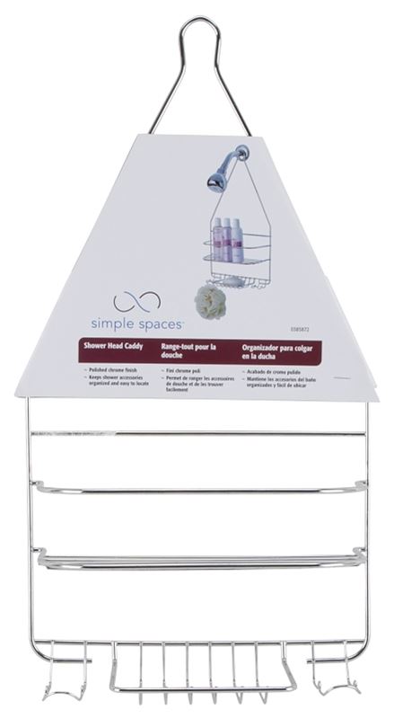 Simple Spaces SS-SC-25-CH-3L Shower Caddy, 2-Shelf, Steel, 10 in OAW, 19 in OAH, 4-1/4 in OAD, 10 lb - VORG0385872