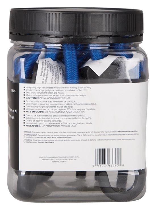 ProSource FH4033 Stretch Cord, 9 mm Dia, 36 in L, Polypropylene, Blue, Hook End, Pack of 12 - VORG0336685