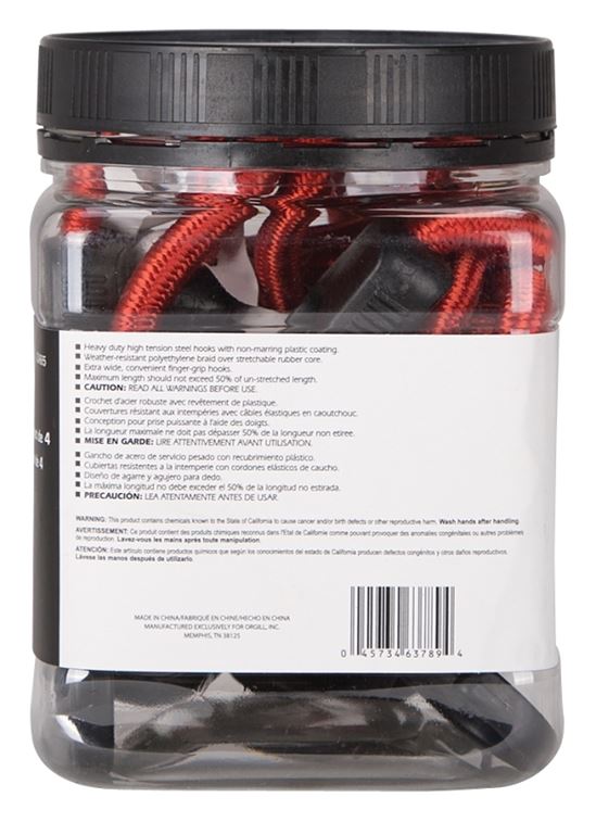 ProSource FH4032 Stretch Cord, 9 mm Dia, 24 in L, Polypropylene, Red, Hook End, Pack of 12 - VORG0324665