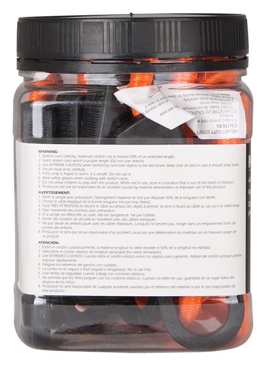 ProSource FH4034 Stretch Cord, 9 mm Dia, 48 in L, Polypropylene, Orange, Hook End, Pack of 12 - VORG0336917