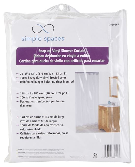 Simple Spaces XG-02-FS Hookless Shower Curtain, Vinyl - VORG0050567