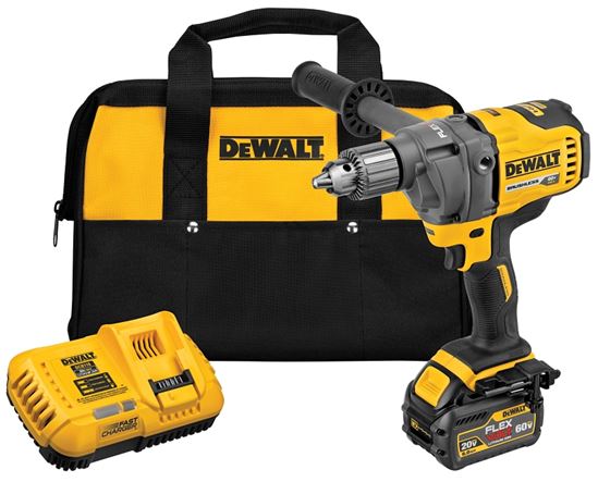 DEWALT DCD130T1 Mixer Drill Tool, Battery Included, 60 V, 6 Ah, 1/2 in Chuck, Keyed Chuck - VORG9854589