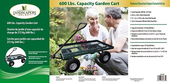 Landscapers Select YTL22114 Garden Cart, 600 lb, Steel Deck, 4-Wheel, 10 in Wheel, Pneumatic Wheel, Comfort-Grip Handle - VORG9781436