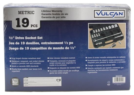 Vulcan TS1019-M Socket Set, Chrome Vanadium Steel, Chrome - VORG8053787