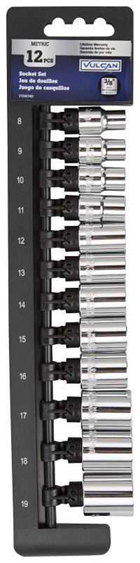 Vulcan TS1012M-P Socket Set, Chrome Vanadium Steel, Chrome - VORG7754740