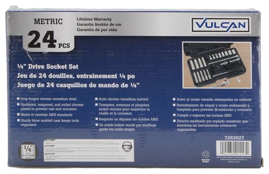 Vulcan TS-24PC-V1 Socket Set, Chrome Vanadium Steel, Chrome - VORG7263627