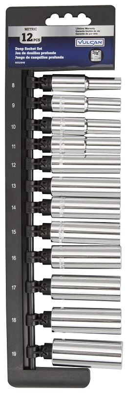 Vulcan TS1012MD Socket Set, Chrome Vanadium Steel, Chrome - VORG6002646