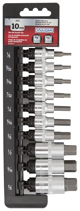 Vulcan TS1010S-P Socket Set, Chrome Vanadium Steel, Chrome - VORG6002612