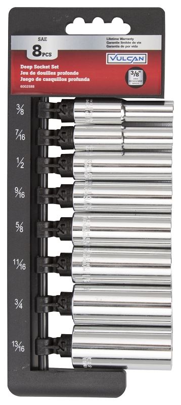 Vulcan TS1008 Socket Set, Chrome Vanadium Steel, Chrome - VORG6002588