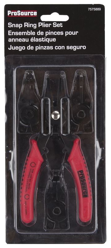 ProSource 10002-PRP-53L Snap Ring Plier Set, 6.125 in OAL, Red Handle, Cushion-Grip Handle, 3/4 in W Tip - VORG7575889