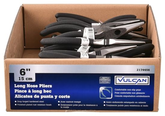 Vulcan PC920-33 Plier, 6-1/2 in OAL, 1.2 mm Cutting Capacity, 4 cm Jaw Opening, Black Handle, Matte-Grip Handle, Pack of 40 - VORG2174456