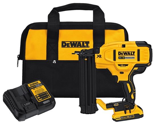 DeWALT DCN680D1 Brad Nailer Kit, Battery Included, 20 V, 2 Ah, 110 Magazine, 18 ga Nail, Nail Fastener