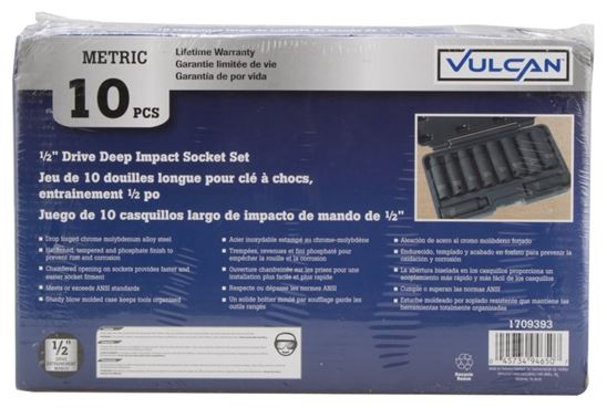 Vulcan MTI10-M Socket Set, Chrome Molybdenum Steel, Tempered Phosphate - VORG1709393