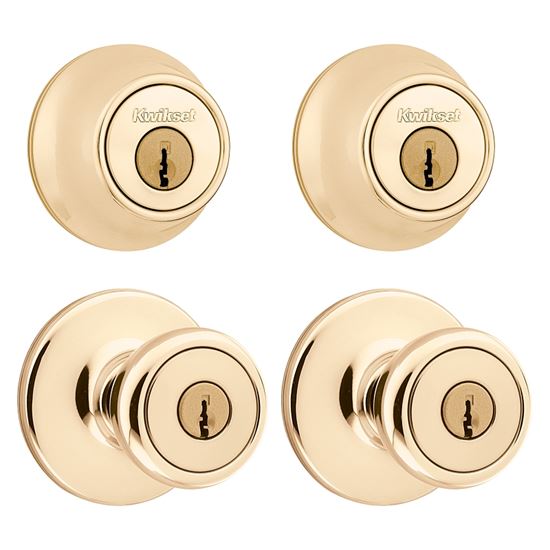 Kwikset 242T 3 CP 6ALRCS Combination Lockset, Knob Handle, Tylo Design, Polished Brass, 3 Grade - VORG7554637