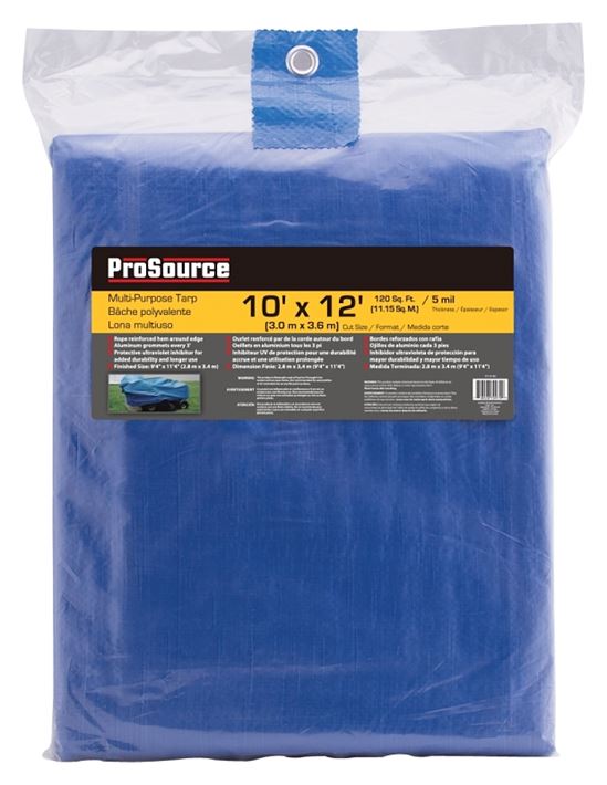 ProSource T1012BB90 Tarpaulin, 12 ft L, 10 ft W, 5 mil Thick, Polyethylene, Blue - VORG9114158