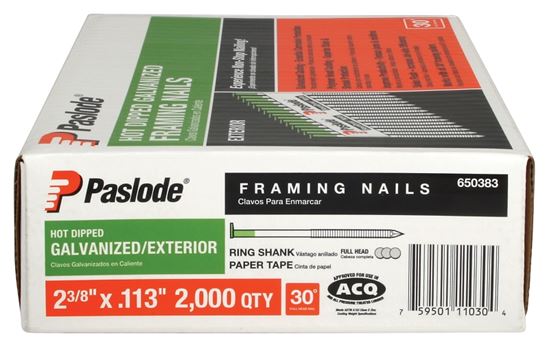 Paslode 650383 Framing Nail, 2-3/8 in L, Steel, Galvanized, Full-Round Head, Ring Shank - VORG4899134