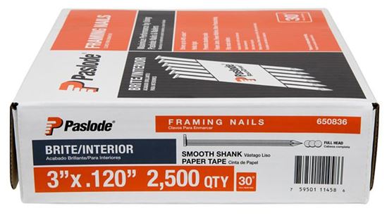 Paslode 650836 Framing Nail, 3 in L, 11 ga Gauge, Steel, Bright, Full-Round Head, Smooth Shank - VORG4899092