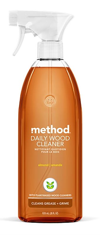 method Wood for Good 1182 Daily Wood Cleaner, 28 oz Bottle, Liquid, Almond, Translucent Amber