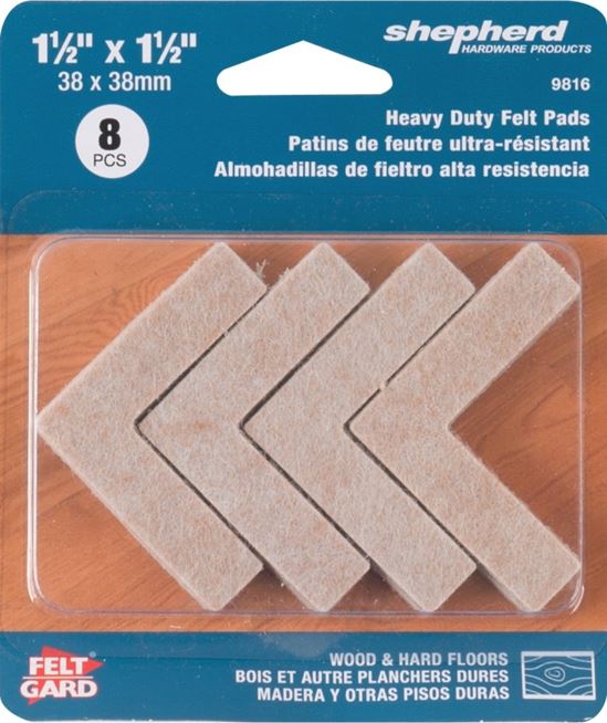 Shepherd Hardware Felt ClothGard Series 9816 Protective Pad, Felt Cloth, Beige, 1-1/2 in L, 4-5/8 in W, 5-1/2 in Thick, Pack of 12 - VORG2910149