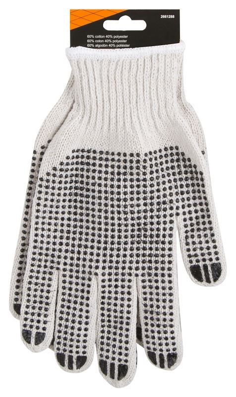 Diamondback FO809PVD2 Knitted Work Gloves with PVC Dots, One-Size, Ribbed Knit Wrist, 60% Cotton 40% Polyester, Natural White - VORG2661288