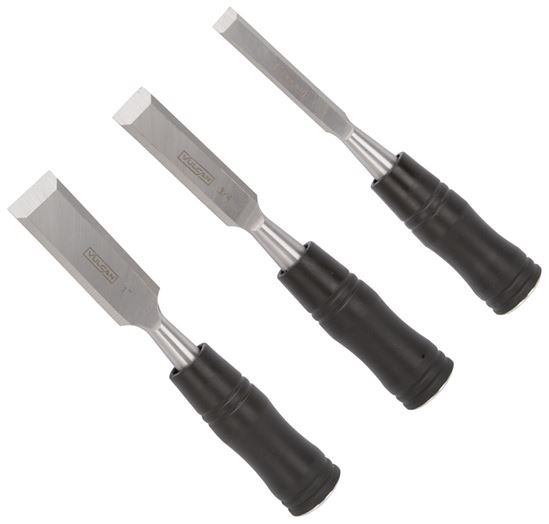 Vulcan JL13210 Chisel Set, 3-Piece, Steel/Wood, Polished, Black