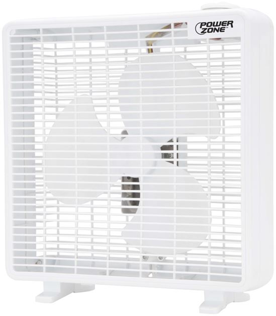 PowerZone F-1022 Box Fan, 120 VAC, 10 in Dia Blade, 3-Blade, 3-Speed, White