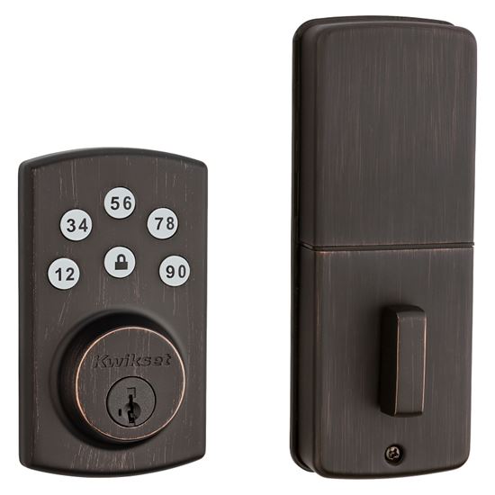 Kwikset 907-11P Electronic Deadbolt, Venetian Bronze, Residential, 3 Grade, Metal, Keypad Included, Universal Hand - VORG7383599