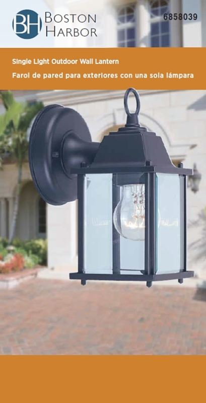 Boston Harbor AL1037-53L Outdoor Wall Lantern, 120 V, 60 W, A19 or CFL Lamp, Aluminum Fixture, Black - VORG6858039