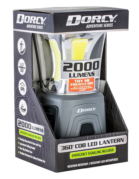 Dorcy Adventure Max Series 41-3119 Lantern with Emergency Signaling, D Battery, LED Lamp, 2000 Lumens Lumens, Black/Gray - VORG8629032