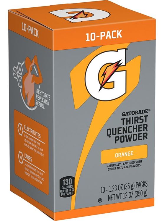 Gatorade 04701 Thirst Quencher Sports Drink Mix, Water, Powder, Orange, 1.23 oz Packet, Pack of 8 - VORG7088040