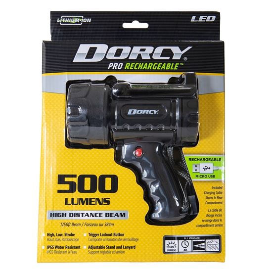 Dorcy 41-1031 Rechargeable Spotlight, LED Lamp, 500 Lumens Lumens, Black Fixture - VORG7414121