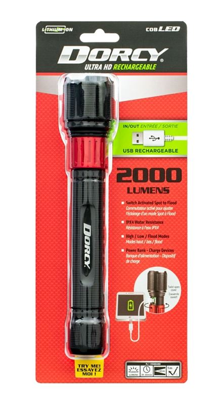 Dorcy Ultra Series 41-4328 Rechargeable Flashlight with Powerbank, 4000 mAh, Lithium-Ion Battery, LED Lamp, Black - VORG7414147