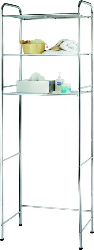 Simple Spaces TS16C0-CH Bathroom Shelf, 15 lb Each Shelf Max Weight Capacity, 3-Shelf, Steel, Polished Chrome