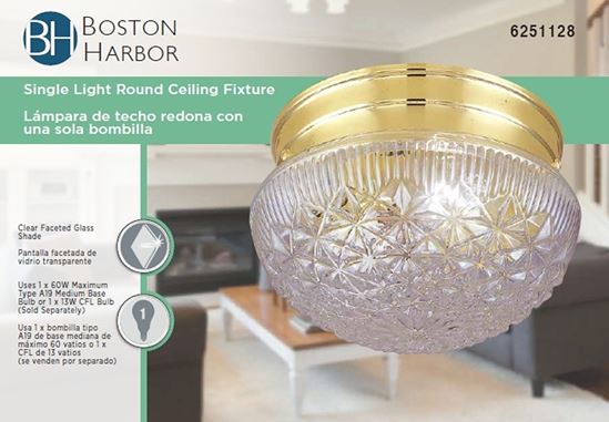 Boston Harbor F13BB01-68583L Single Light Round Ceiling Fixture, 120 V, 60 W, 1-Lamp, A19 or CFL Lamp - VORG6251128