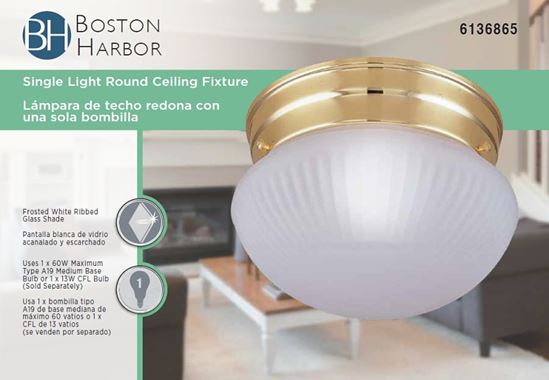 Boston Harbor Single Light Round Ceiling Fixture, 120 V, 60 W, 1-Lamp, A19 or CFL Lamp - VORG6136865