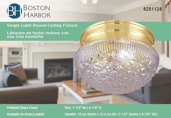 Boston Harbor F13BB01-68583L Single Light Round Ceiling Fixture, 120 V, 60 W, 1-Lamp, A19 or CFL Lamp - VORG6251128