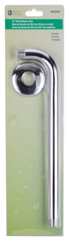 Boston Harbor B1180CP Shower Arm, 1/2-14 Connection, Threaded, 2.75 in L, Stainless Steel, 90 deg - VORG6002059