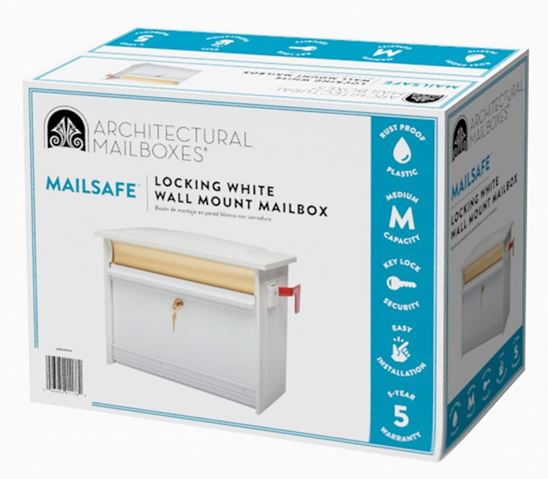 Gibraltar Mailboxes MSK000W Mailbox, Polymer, White, 17.1 in W, 8.4 in D, 13.3 in H - VORG6911622