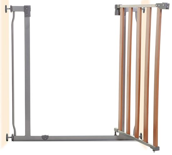 North States WoodCraft Steel 5347 Auto-Close Toddler Gate, Steel/Wood, Brown/Dark Brown, 30 in H Dimensions - VORG3487873