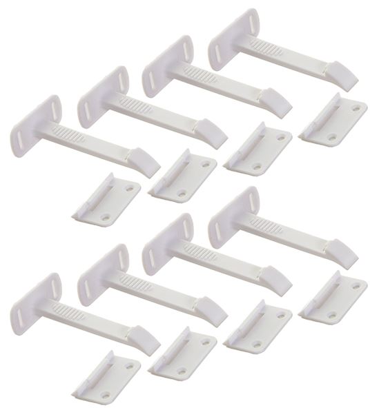 Dreambaby L1415 Safety Latch, 3 in L, 2 in W, Plastic, White, 8/PK - VORG3487667