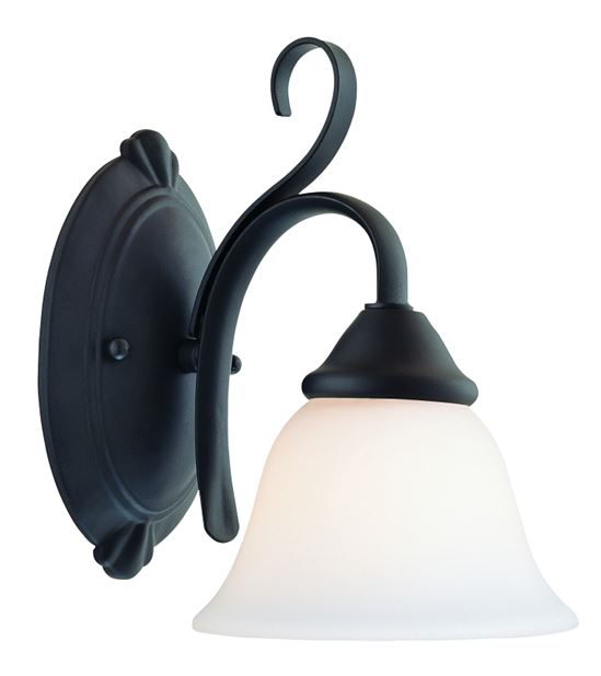 Boston Harbor F3-1W-3L Single Light Vanity Fixture, 120 V, 60 W, A19 or CFL Lamp, Steel Fixture, Matte Black Fixture