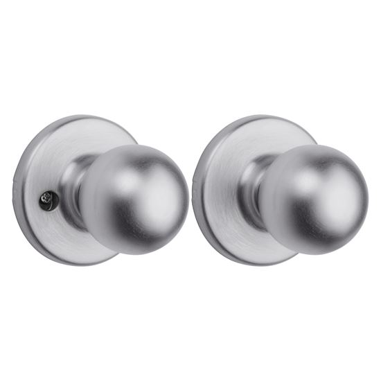 Kwikset 200P 26DCPRCLRCS Passage Knob, Zinc, Satin Chrome, 2-3/8 to 2-3/4 in Backset, 1-3/8 to 1-3/4 in Thick Door - VORG6156855