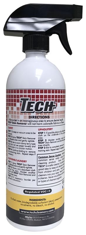 Tech 30024-06S Stain Remover, 24 oz, Liquid, Odorless, Pack of 6 - VORG0594440