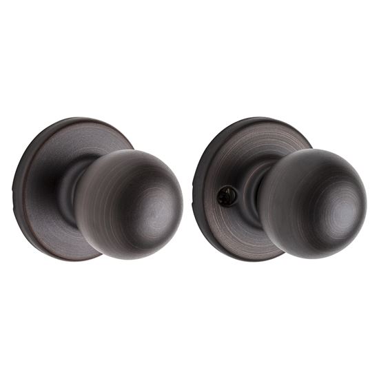 Kwikset 200P 11PCP Passage Knob, Zinc, Venetian Bronze, 2-3/8 to 2-3/4 in Backset, 1-3/8 to 1-3/4 in Thick Door - VORG5997291