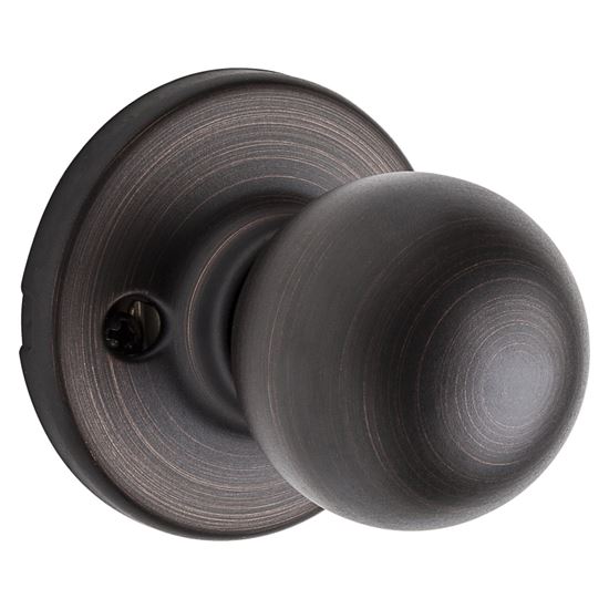 Kwikset 200P 11PCP Passage Knob, Zinc, Venetian Bronze, 2-3/8 to 2-3/4 in Backset, 1-3/8 to 1-3/4 in Thick Door - VORG5997291