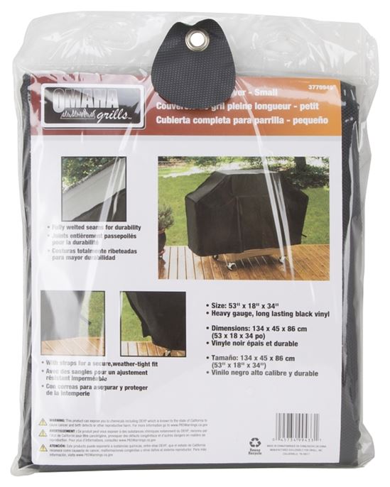 Omaha SPC04-123L Grill Cover, 18 in W, 34 in H, Vinyl, Black - VORG3779949