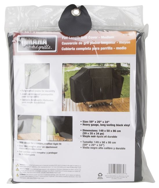 Omaha SPC03-123L Grill Cover, 20 in W, 34 in H, Vinyl, Black - VORG3781127