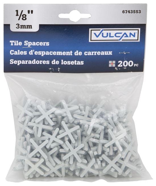 Vulcan MJ-T80803 Tile Spacer, 1/8 in Thick, Cross, Plastic - VORG6743553