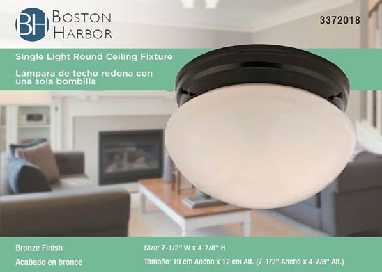 Boston Harbor F13BB01-6854-ORB Single Light Round Ceiling Fixture, 120 V, 60 W, 1-Lamp, A19 or CFL Lamp, Bronze Fixture - VORG3372018