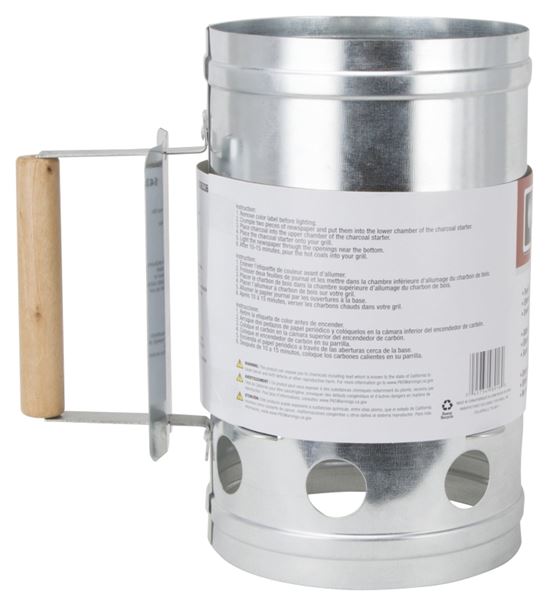 Omaha SHA286123L Chimney Starter, Steel, Galvanized, Straight grip Handle - VORG1436336